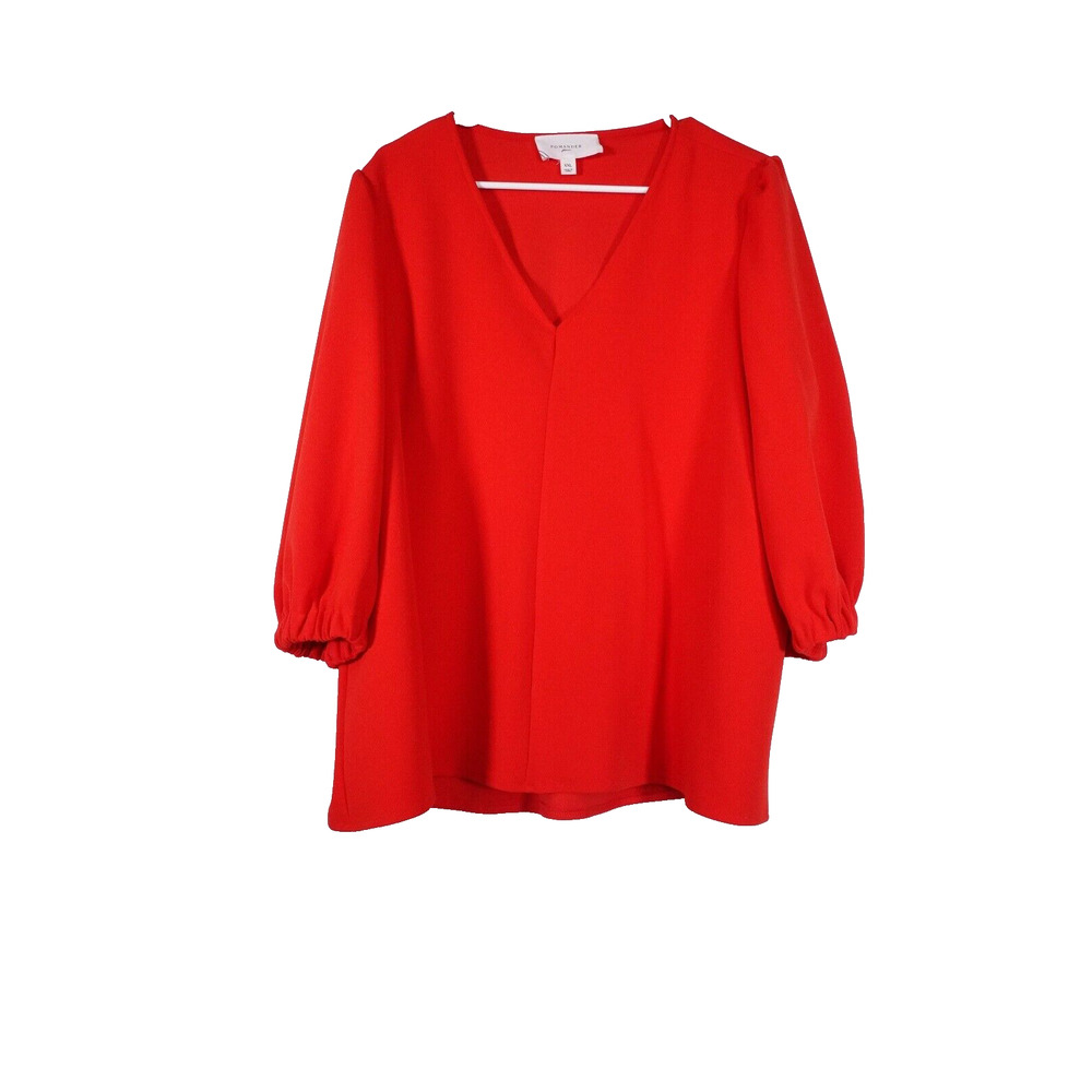 Pomander Place Tuckernuck Bright Red V-Neck Blouse In Red Size XXL VGUC 0097-35